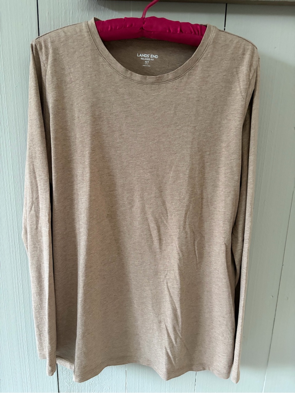 NWOT Lands' End Men's Long-Sleeve Crewneck Shirt in Taupe